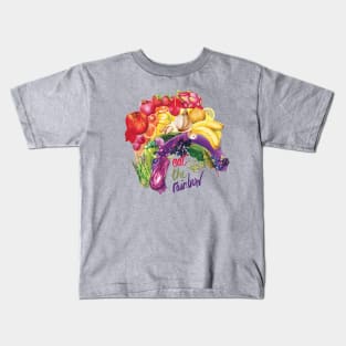 Eat The Rainbow - Watercolour food illustration Kids T-Shirt